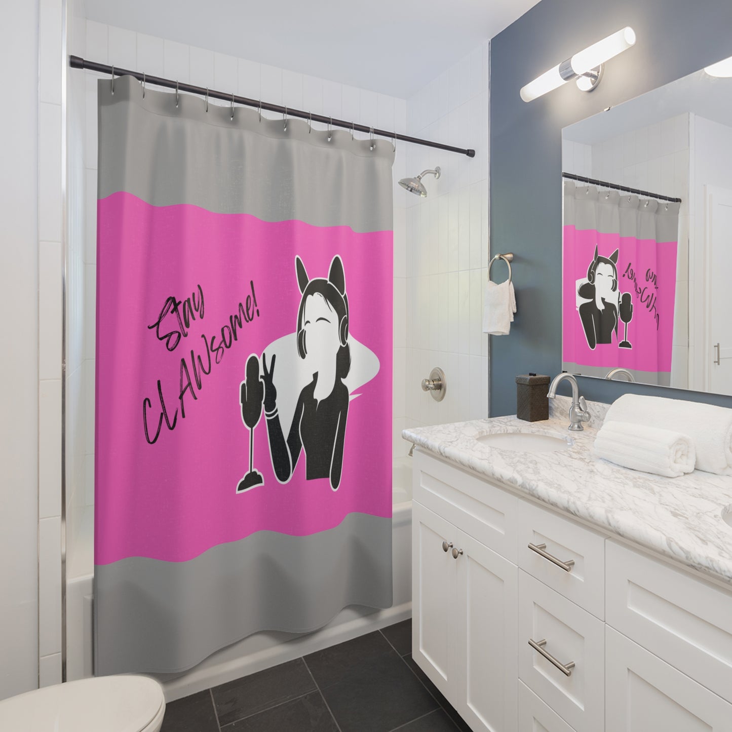 Stay CLAWsome Inspirational shower curtain