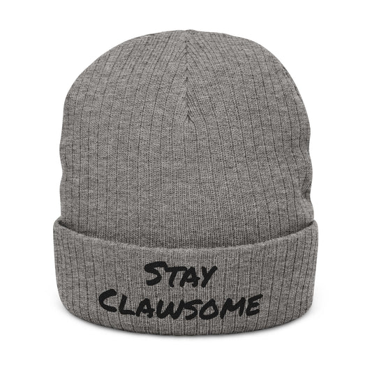 Stay Clawsome Ribbed Knit Beanie, Winter Hat