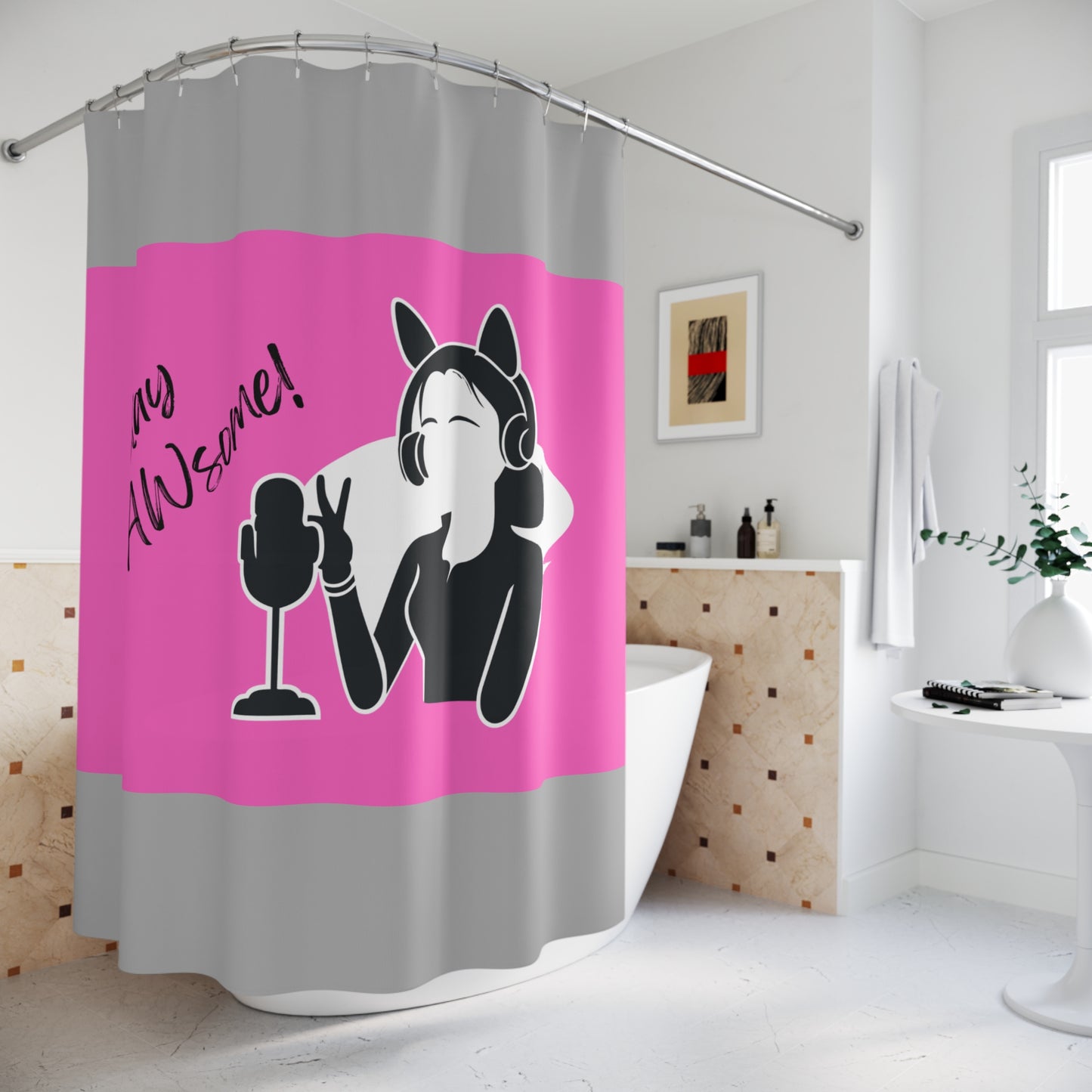 Stay CLAWsome Inspirational shower curtain