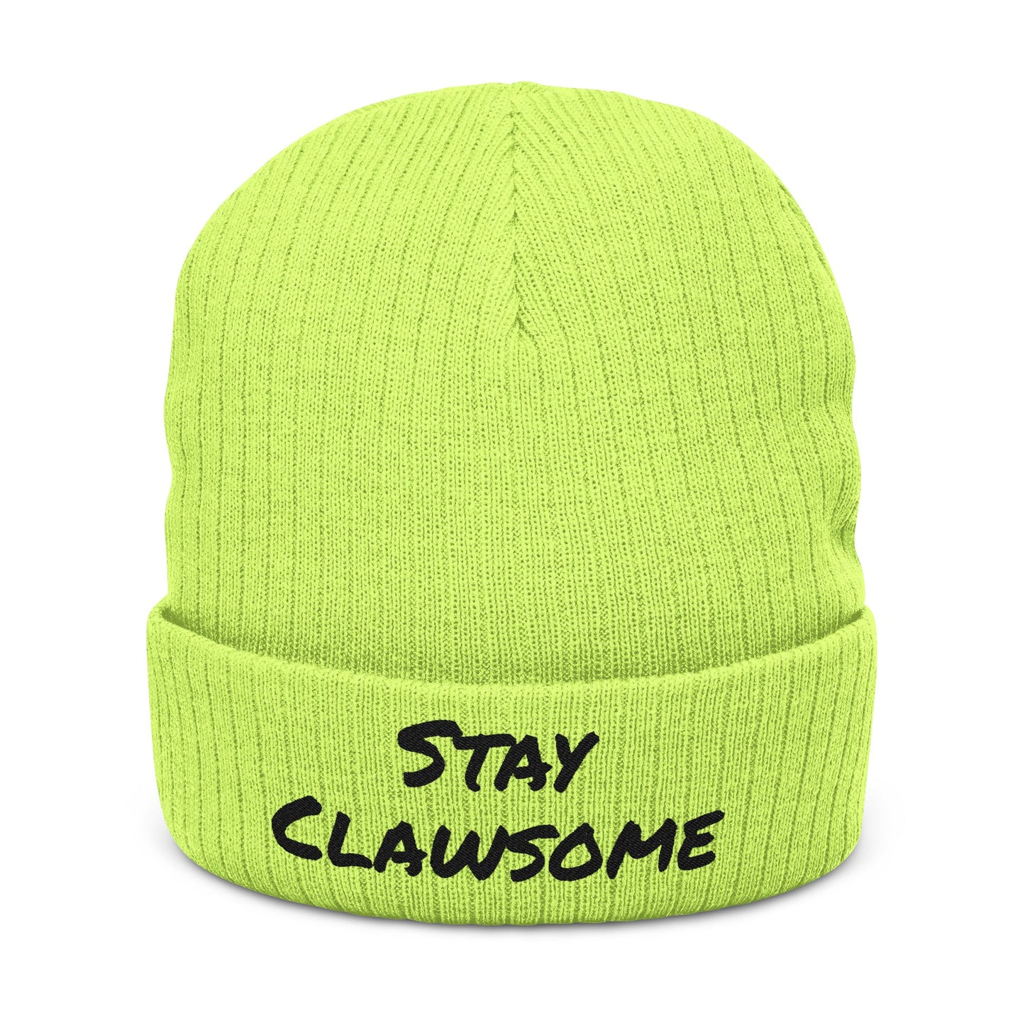 Stay Clawsome Ribbed Knit Beanie, Winter Hat